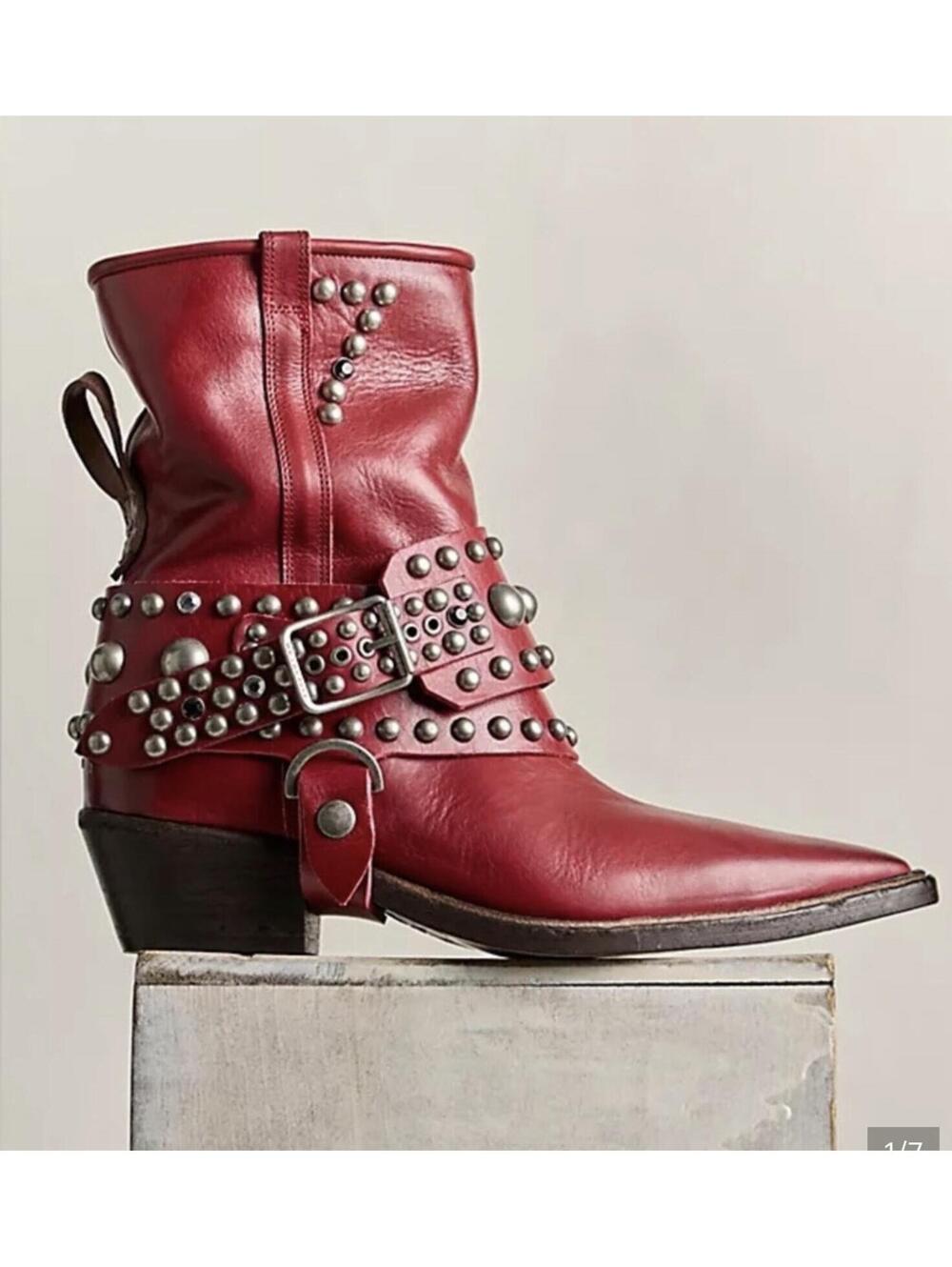 New With Box Free People Red Axel Boots Size 7